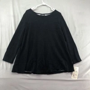New Vintage Jean Leslie Black Long Sleeve Knit Shirt Size 1XL Women Casual - Picture 1 of 12