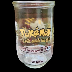 Vintage 1998 Welch's Pokémon #52 Meowth Glass Cup Jelly Jar READ - Picture 1 of 16