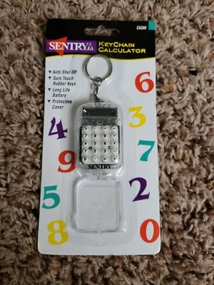 Vintage Sentry Keychain Calculator Clear CA309 Transparent See Thru New - Image 1 of 4
