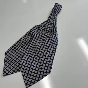 Vintage Ascot SilkTie. Made in England. Blue with Gray Geometric. 42”x 5.5” - Picture 1 of 5