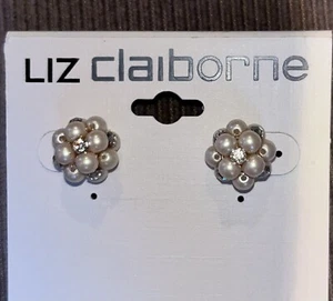 Liz Claiborne Kunstperlen Cluster Strass formelle Ohrstecker-NEU neu in Verpackung - Bild 1 von 3