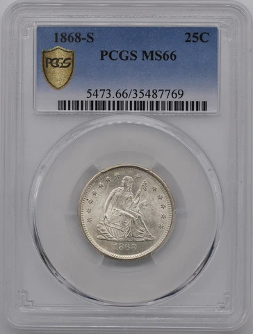 1868-S LIBERTY SEATED 25C PCGS MS 66 Cover