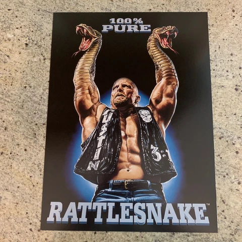 WWF WWE Poster Print Stone Cold Steve Austin 100% Pure Rattlesnake 12” x 16” Cover