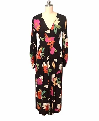 Billabong Night Bloom Maxi Dress Empire Waist Boho Hippie Long Sleeve Women’s S - Image 1 of 4