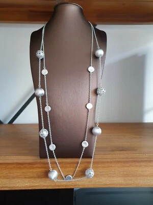 Collier Halskette 65 cm Messing Rhodiniert Doppelreihig  UVP 69€ Preissturz - Bild 1 von 4