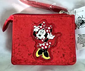 NWT Disney Parks Exclusive Minnie Mouse Red Glitter Wallet Wristlet - Picture 1 of 5