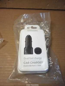 Samsung EP-L1100 15W 9V Fast Charging Car Charger Dual USB Port Adaptive Duo NEW - Afbeelding 1 van 3