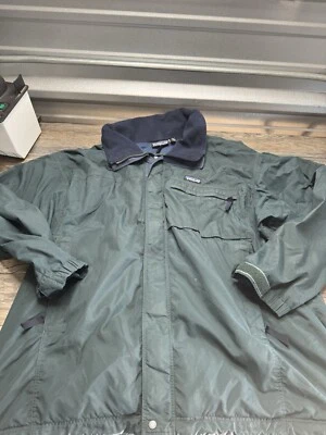 PATAGONIA Rain Parka Hombres XL Verde Malla Línea Capucha Chaqueta Cremallera Completa Foto 1 de 4