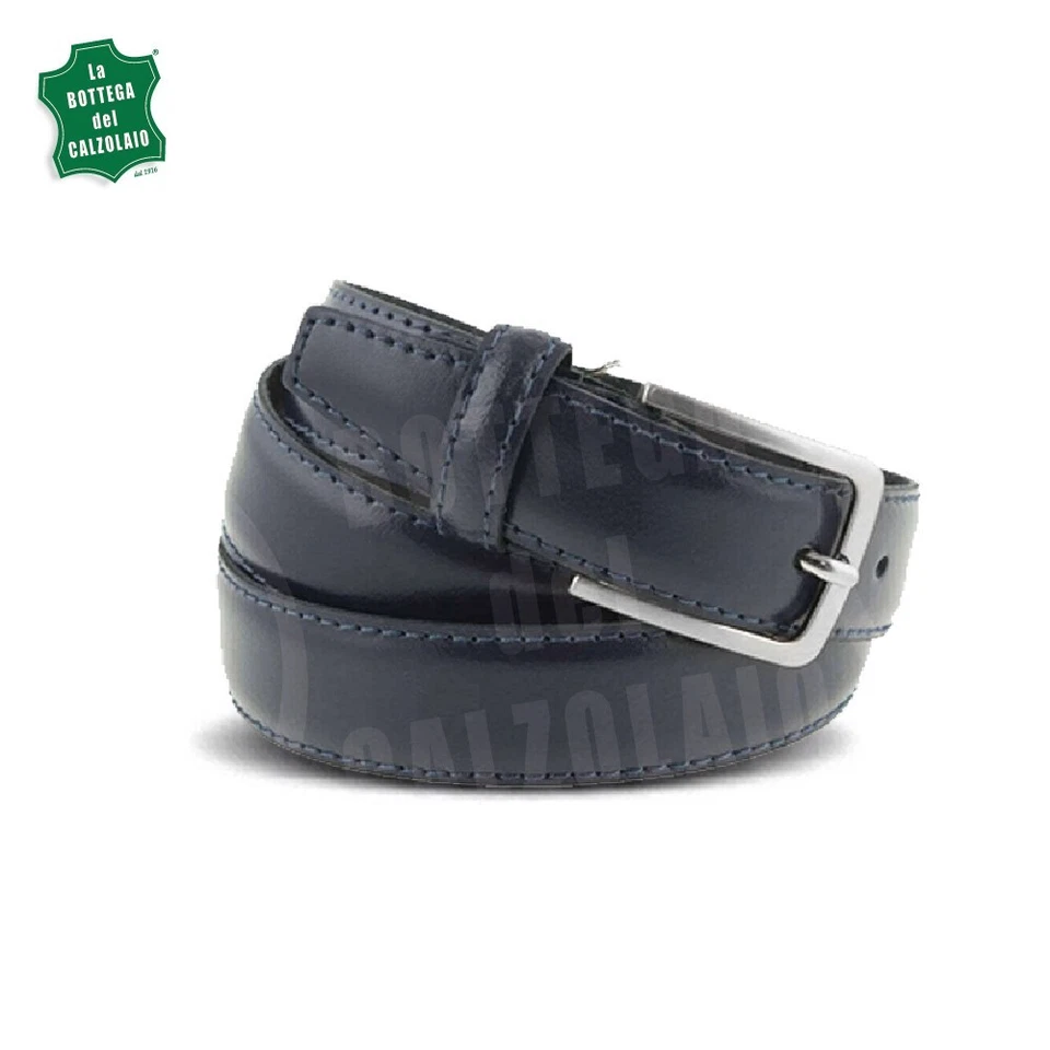 Cintura Uomo in Pelle Classica Elegante Blu 130cm (taglia Pantalone 54/56 Eu)