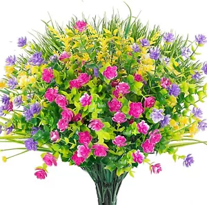 Flowers Artificial Resistant Uv 9pcs Plants Outdoors Outdoor Plastic Flower Fake - Picture 1 of 7