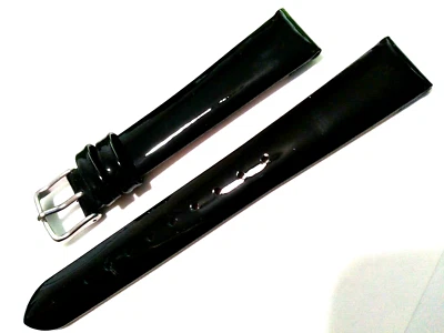 New Authentic Timex Jet Black Gloss Patent Leather 16mm Regular Watch Band Strap - image 1 of 4