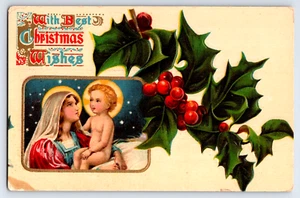 Weihnachten antike Postkarte heiraten Jesuskind geprägt unbesendet religiös - Bild 1 von 2