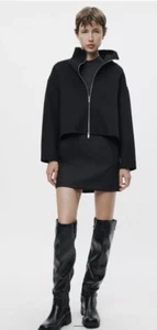 ZARA DOUBLE FACED WOOL BLEND Cropped Coat ZW COLLECTION NWT Sz XS - Picture 1 of 16