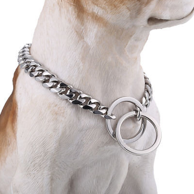 Pet Dog Choke Strong Silver Stainless Steel Chain Choker Collar 8mm 12mm • 11.94€