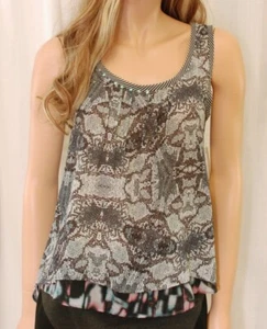 $220 NWT Nicole Miller Static Snake Print Tank Sz. P - Picture 1 of 9