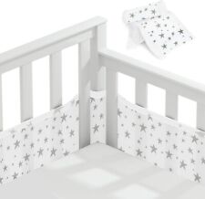 Cot Bumper with Breathable Mesh, 2 PCS Baby Cot Bumpers Cot Liner - Stars