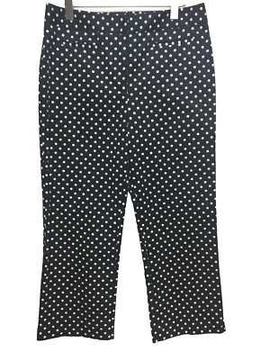 Pantalones Cortos Oscar De La Renta Talla 10 Negro Blanco Lunares Mezcla Algodón Bolsillos Foto 1 de 4