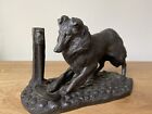 Cold Cast Bronze Resin Collie With Bowl By J Spouse Heredities Figurine