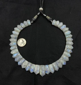 Rainbow Moonstone Natural Faceted Gemstone Necklace Beautiful Woman Jewelry - Picture 1 of 4