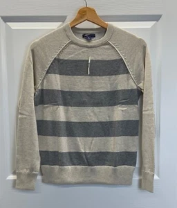 NWT GAP Boys Gray Oatmeal Heather Striped Raglan Plaited Sweater, X-LARGE (12) - Picture 1 of 16