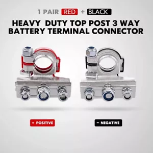 2 Car Battery Terminal Connector Top Post Positive Negative Heavy Duty Universal - Picture 1 of 5