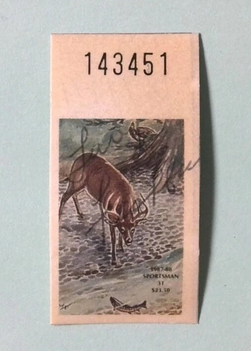 1987 Vintage New York Resident Sportsman Hunting License Permit Stamp - Image 1 of 1