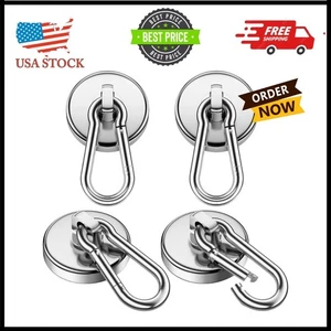Magnethaken 100 Pfund Schwerlast Karabiner stark Neodym 4er Pack USA KOSTENLOSER VERSAND - Bild 1 von 6