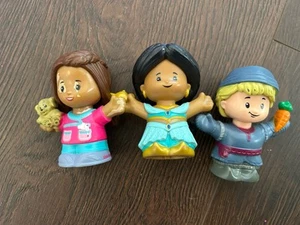 Fisher Price Little People Lot 3 FROZEN  KRISTOFF PRINCESS JASMINE & GIRL BARBIE - Picture 1 of 4