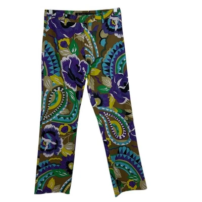 Pantalones para mujer Etro talla IT 40 cachemira tobillo colorido púrpura azul arte para usar Foto 1 de 4