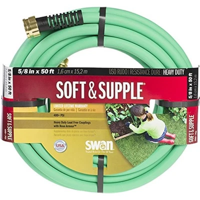 Swan Soft & Supple Easy Coil Water Hose Crush Proof Couplings - 50' x 5/8" - Image 1 of 4