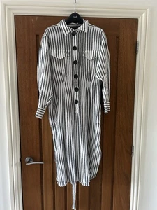 Zara Stripe Summer Shirt Dress large UK 12-14 - Picture 1 of 6