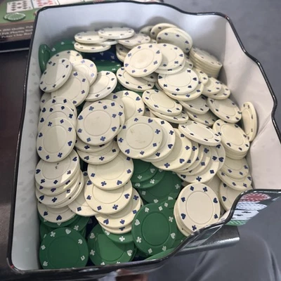 Approximately 400 Poker Chips Blue White Red Green. - Image 1 of 4