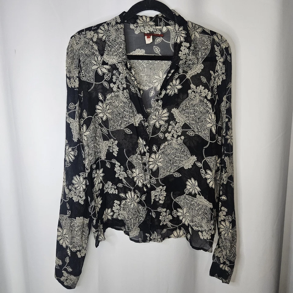 Blusa Camisa Para Mujer 100% Seda Con Botones Años 80 Talla Pequeña Semi Transparente Negocios De Colección  Foto 1 de 4