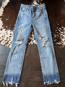 AGOLDE High Rise Distressed Jean Crop Size 25x24 - Picture 1 of 8