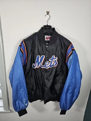 Vintage New York Mets Varsity Jacket Men's 2XL Majestic Wax Coated Diamond 2000 - Image 1 of 4