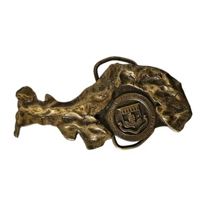 Panama Canal Brass Belt Buckle, Seal of Canal Zone 1979 Bergamot Brass Works, 4" - Picture 1 of 7