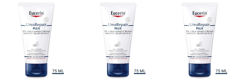 Eucerin UreaRepair Plus Creme para Mãos 5% Ureia 75ml Pacote com 3 Expirado - Imagem 1 de 1
