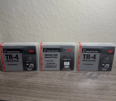 Imation 3M Travan 8GB & TR-4 Mini Cartridges 3 Pack Lot Brand New Factory Sealed - Image 1 of 4