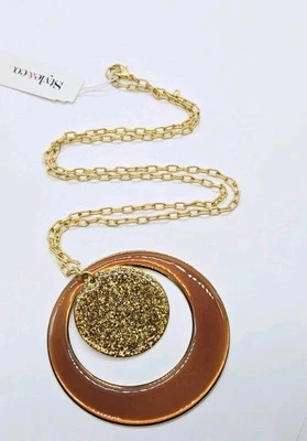 Collar Colgante Doble Círculo Geométrico Colgante Oro Brillo 24 pulgadas Foto 1 de 4