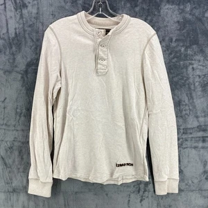Ezra Fitch Long Sleeve Henley Shirt Ivory Heather Men's Small Heavy/Thick - Picture 1 of 11