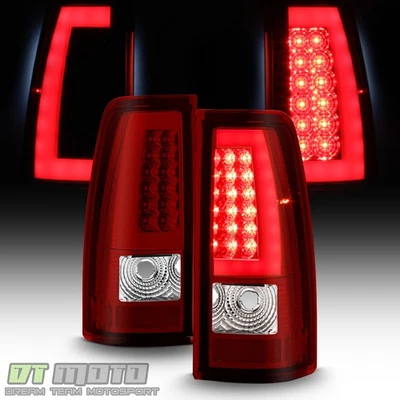 1999-2002 Chevy Silverado 1500 99-06 GMC Sierra Red LED Tube Tail Lights Lamps - Image 1 of 4