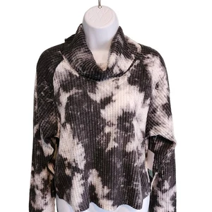 Maglione Abound Tie Dye Waffle Knit manica lunga cappuccio collo imbuto nuovo con etichette taglia XS - Foto 1 di 8