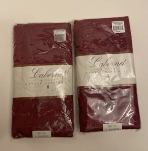 Brownstone Gallery 2 4 Packs (8) Cabernet Burgandy Damask Napkins NEW - Picture 1 of 6