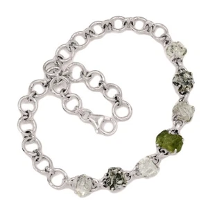 Bracciale in argento 925 con diamanti naturali originali cechi Moldavite e Herkimer SB17439 - Foto 1 di 1