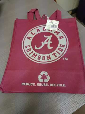 Officially Licensed Alabama Crimson Tide Team Logo Reusable Shopping Bag Red Cover