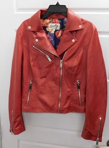 Vintage SCULLY Red Leather Jacket Women’s Leather Biker Moto Biker sz L - Picture 1 of 5