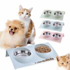 Stainless Steel Double Pet Bowl Twin Dog Food Feeder Station Dish Water Cat ZC