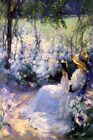 LADY WOMAN READING BOOK DELICIOUS SOLITUDE PAINTING BY FRANK BRAMLEY REPRO