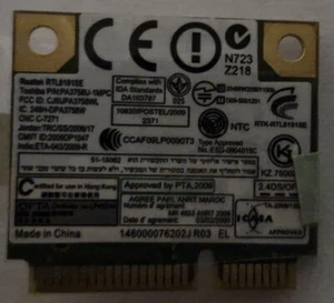 Carte vis WiFi WLAN Wireless Card RTL8191SE Realtek Toshiba Satellite L550 L555 - Bild 1 von 2