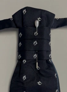 Black White Pre Tied Ascot Cravat Plastron Wedding Tie Italy - Picture 1 of 8